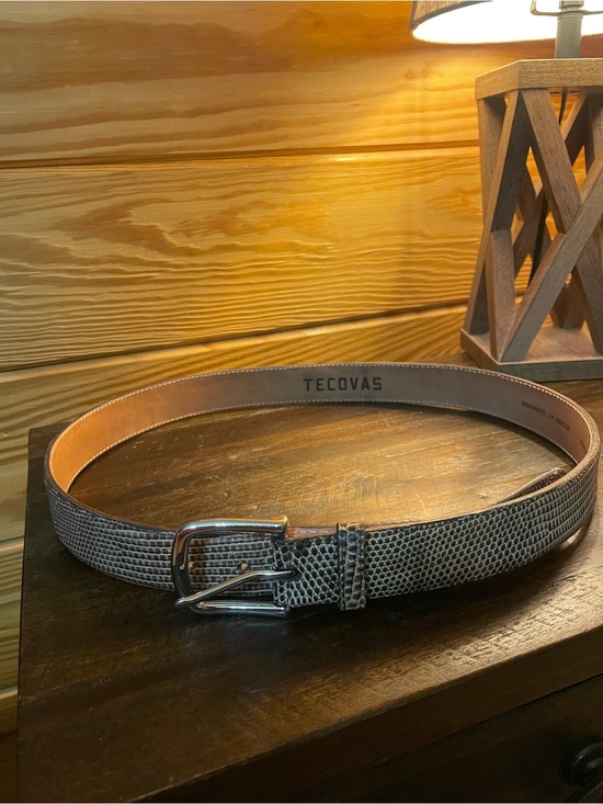 Tecovas Other - Tecovas Men's Genuine Exotic Limestone Lizard Belt with Silver Buckle / Size 36